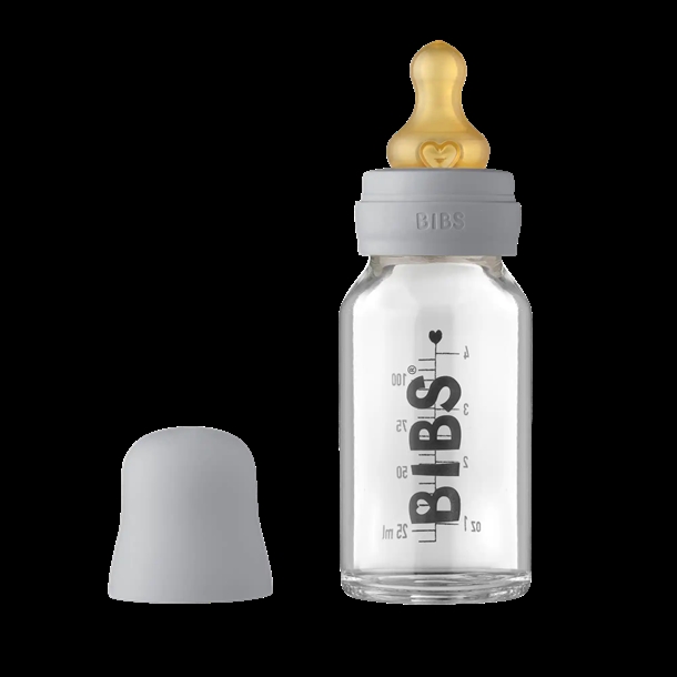 Bibs Sutteflaske Glas Anti Kulik 110 Ml Naturgummi Cloud
