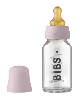 Bibs Sutteflaske Glas Anti Kulik 110 Ml Naturgummi Dusky Lilac