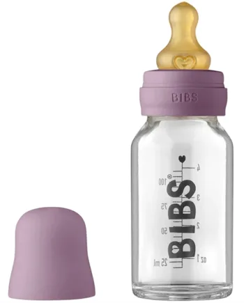 Bibs Sutteflaske Glas Anti Kulik 110 Ml Naturgummi Mauve