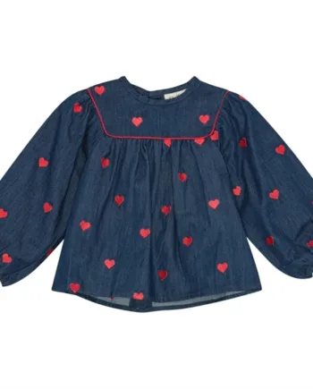 Flöss Bluse Amee Blouse Mid Blue Heart Hjerter