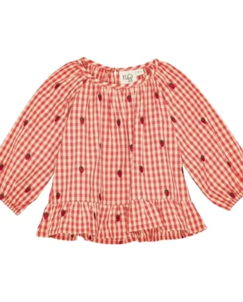 Flöss Bluse Molly Blouse Berry Gingham Jordbær
