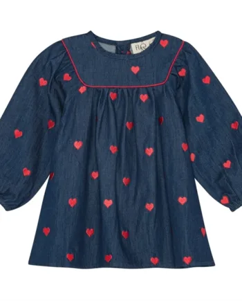 Flöss Kjole Amee Dress Mid Blue Heart Hjerter