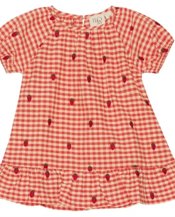 Flöss Kjole Molly Kortærmet Berry Gingham Jordbær