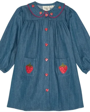 Flöss Kjole Vilma Dress Mid Blue Strawberry