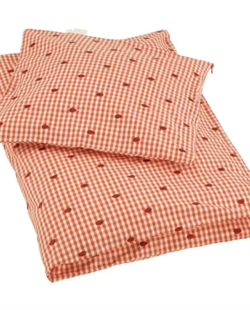 Flöss Sengetøj Molly Duvet   Pillow Junior Berry Gingham Jordbær