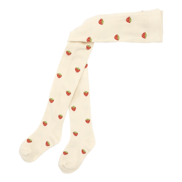 Flöss Strømpebukser Jordbær Soft White Small Berry