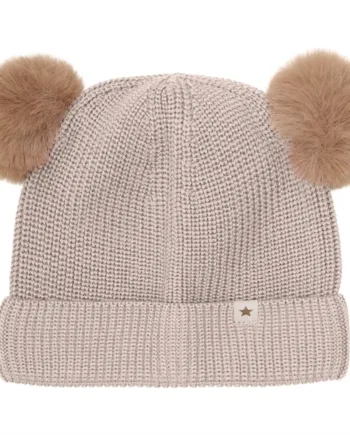 Huttelihut Hue Beanie Uld Strik Med Alpaca Kvaster Camel Melange