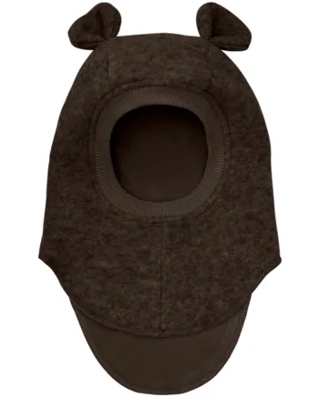 Huttelihut Hue Uld Bomuld  -lags    ører Dark Brown Melange