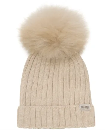 Huttelihut Hue Uld Strik    Alpaca Kvast Sand Melange
