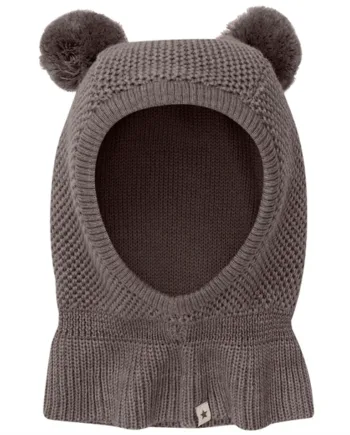 Huttelihut Hue Uld Windstop Pompoms Brown Melange