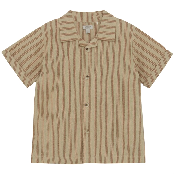 Huttelihut Skjorte Kortærmet Yd-stripe Gots Irish-cream