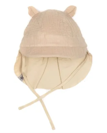 Huttelihut Solhat Safari    ører 2i1 Muslin Camel