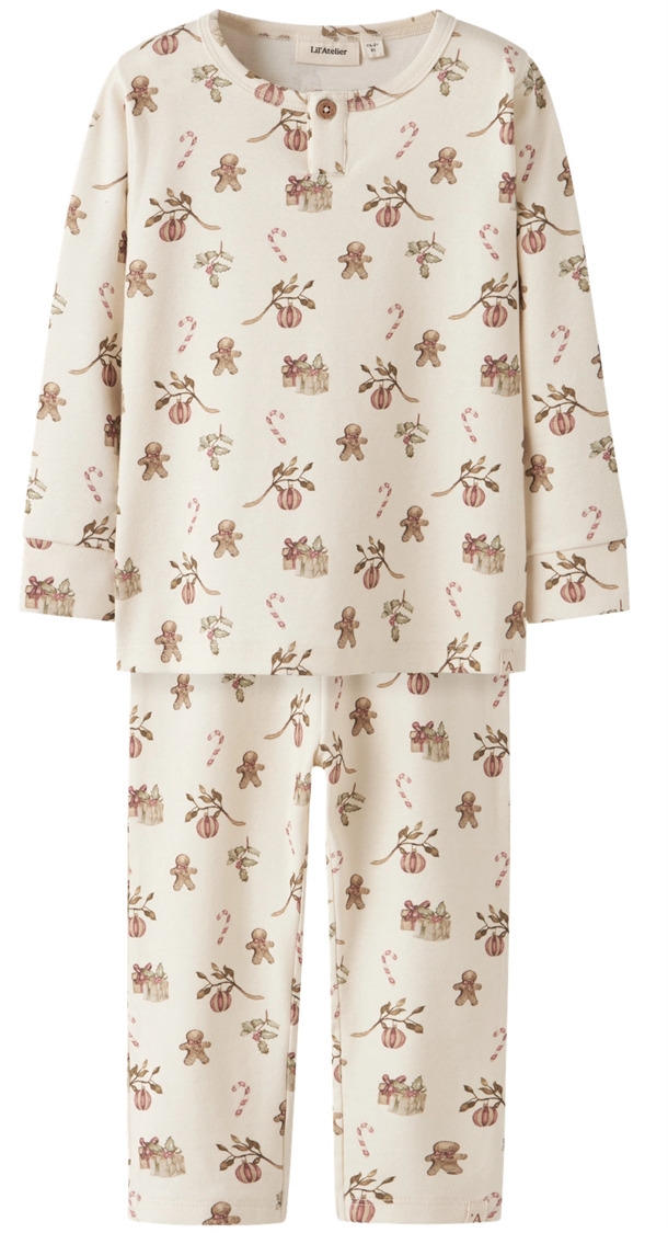 Lil Atelier Julenattøj Nmnlayo Turtledove Christmas Aop
