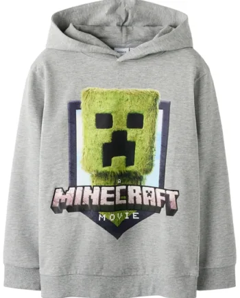 Name It Minecraft Hættetrøje Nkmol Creeper Grey Melange
