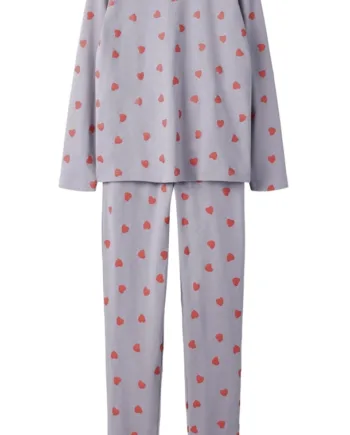 Name It Nattøj Nkfnightset Hearts Lavender Gray