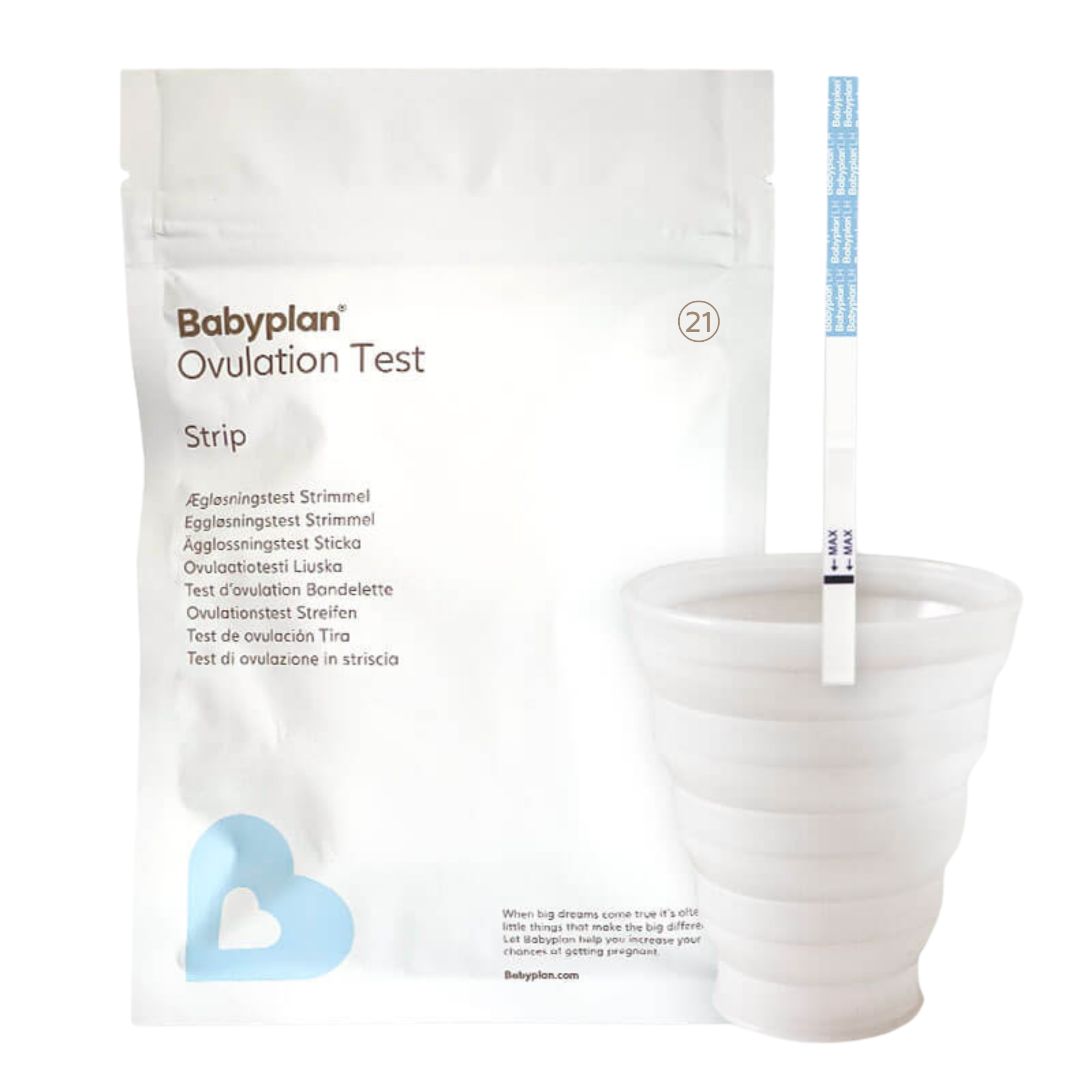 Babyplan ægløsningstest Strimmel 21 Stk Silikonekop