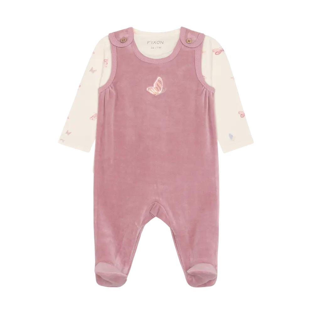 Sæt Body Og Velour Romper Lilas 68