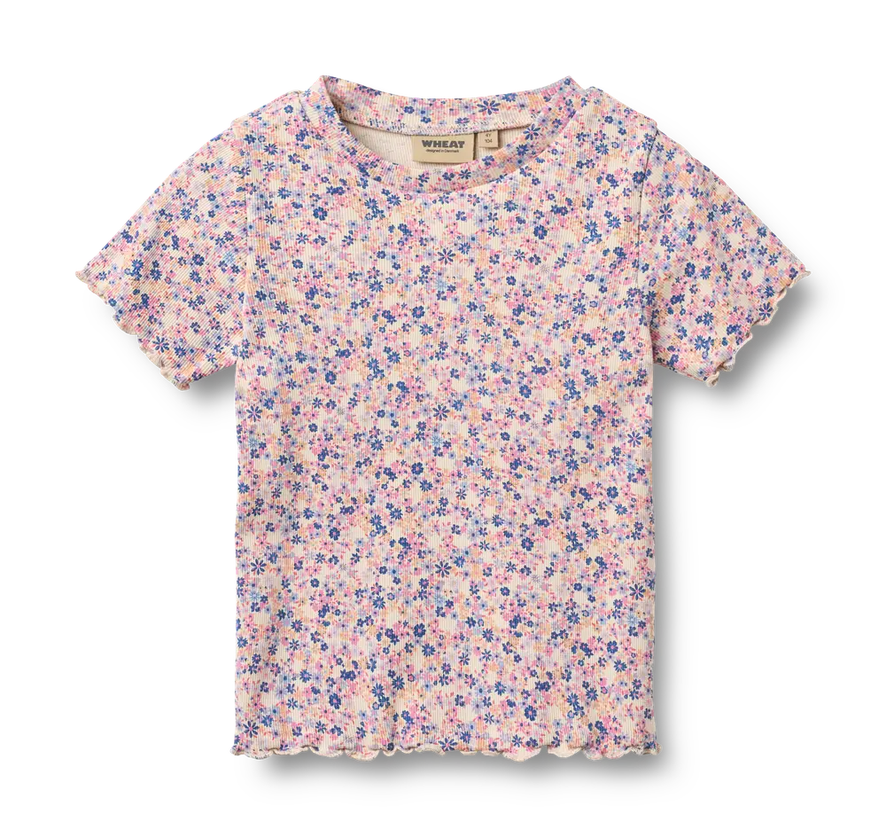Alicia Rib -shirt Pink Blue Flowers 122