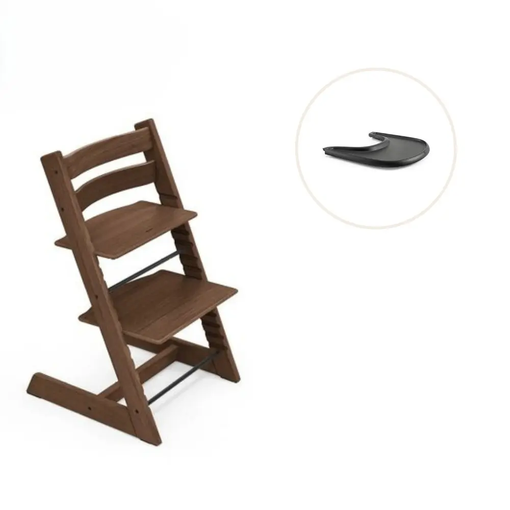 Højstol Inkl  Tray Eg Warm Brown Sort