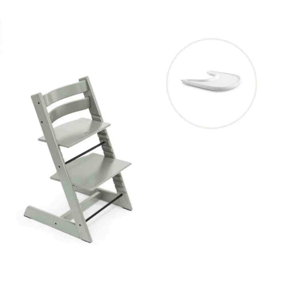 Højstol Inkl  Tray Glacier Green Hvid