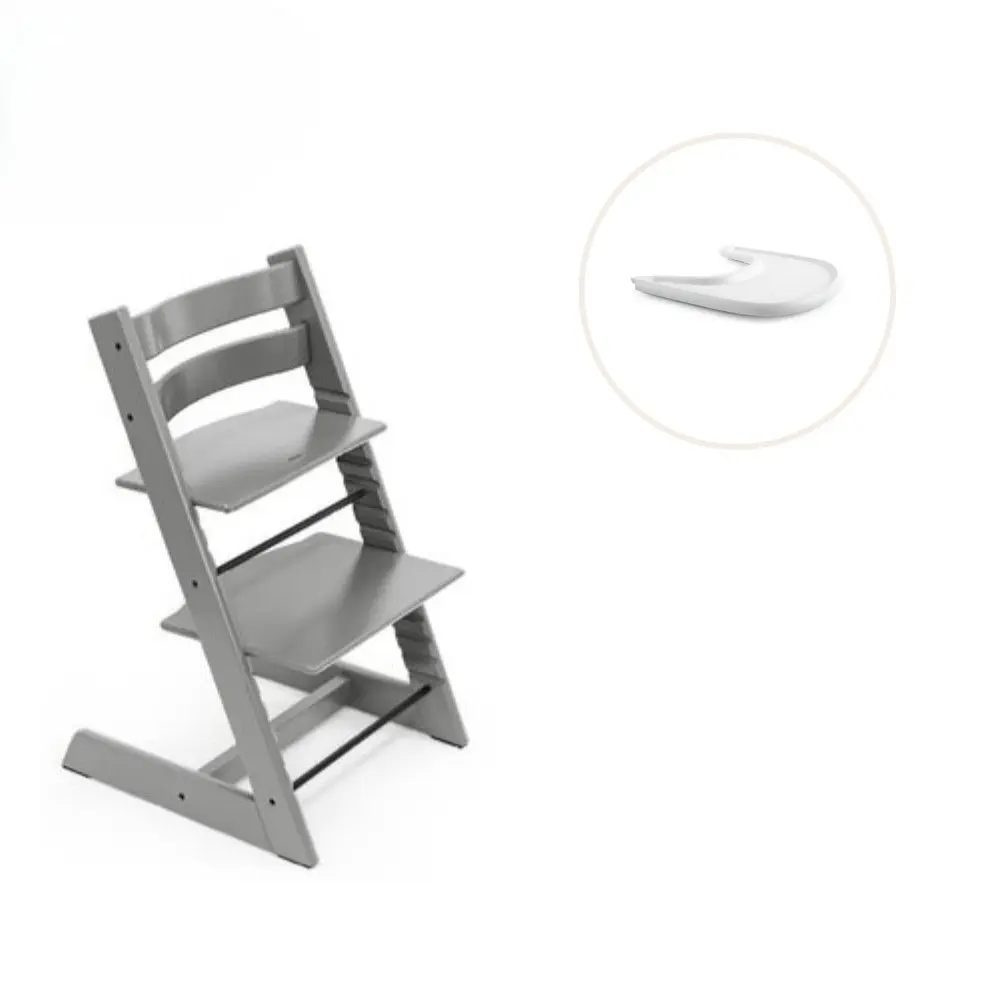 Højstol Inkl  Tray Storm Grey Hvid