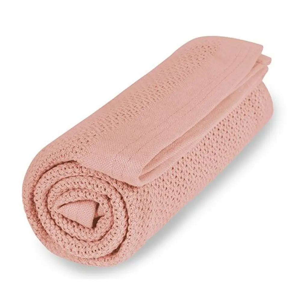 Striktæppe Bomuld Cloud Pink