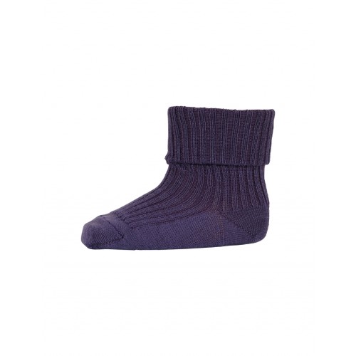 Baby Ankel Strømper Merino Uld Med Ombuk 15 16 Vintage Grape