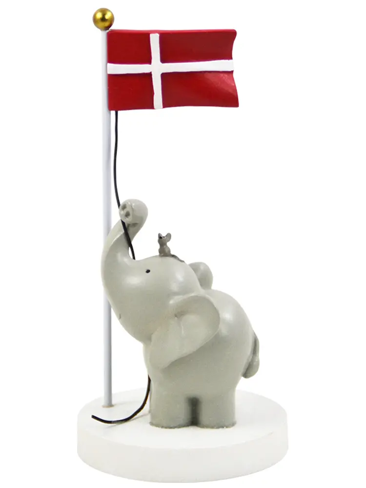 Bordpynt  Flag Med Elefant Og Mus 13 Cm