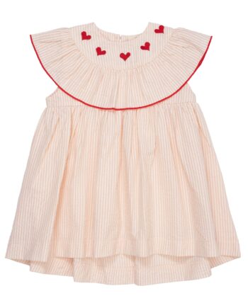 Copenhagen Colors Kjole Med Hjerter Dusty Rose Cream Stripe 62 Cm