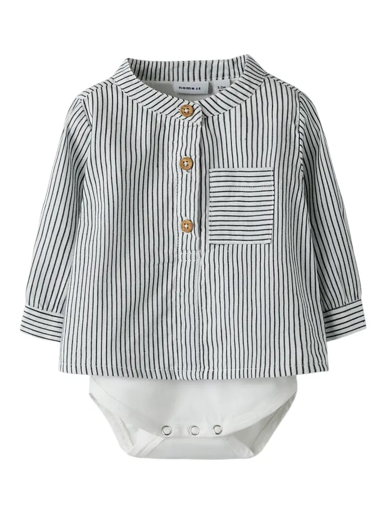 Far Langærmet Skjortebody Cloud Dancer Navy Blazer 56