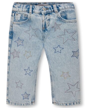 Only Mini Carly Dad Straight Star Denim Jeans Light Blue Denim 92 Cm