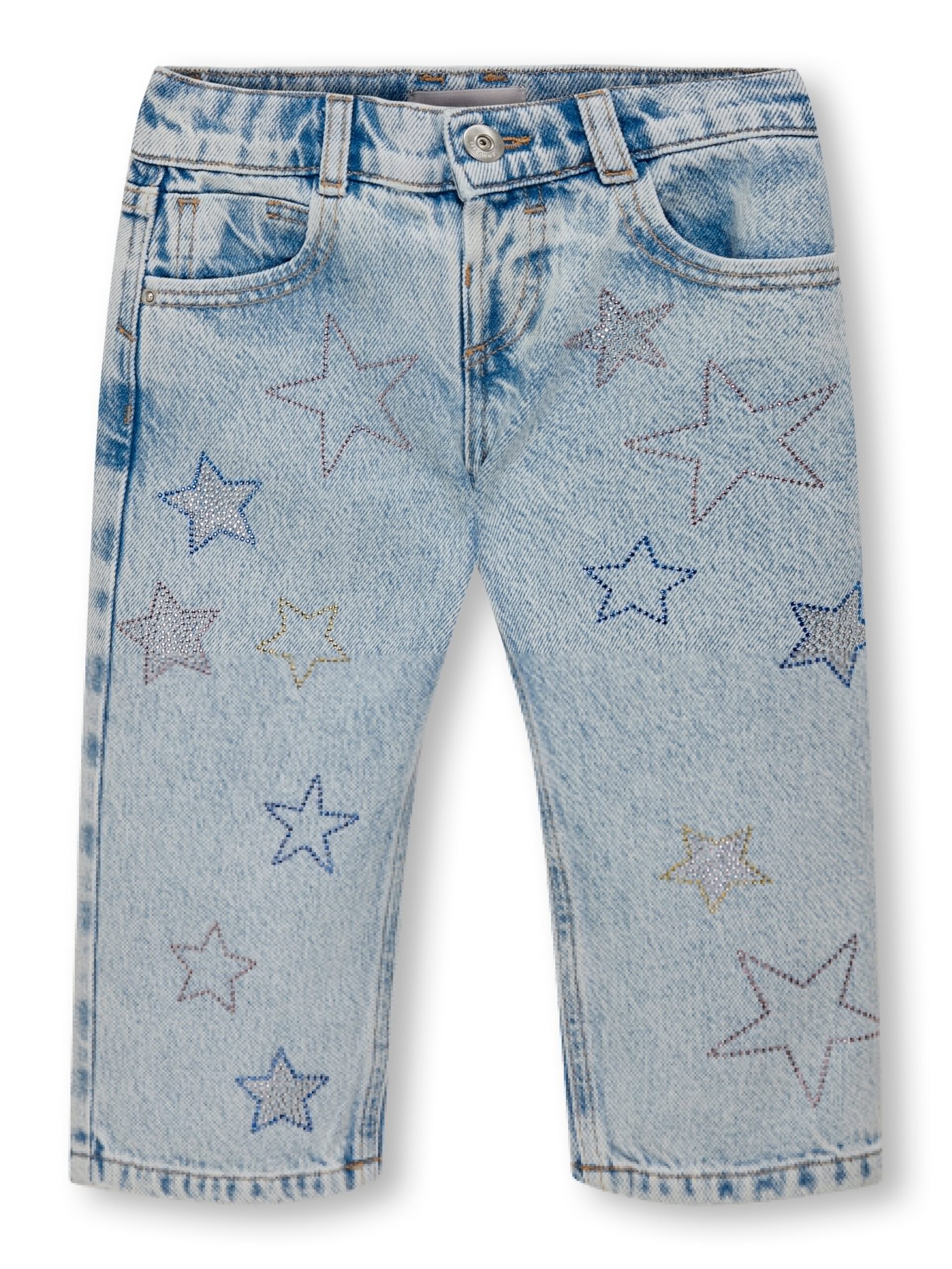 Only Mini Carly Dad Straight Star Denim Jeans Light Blue Denim 92 Cm