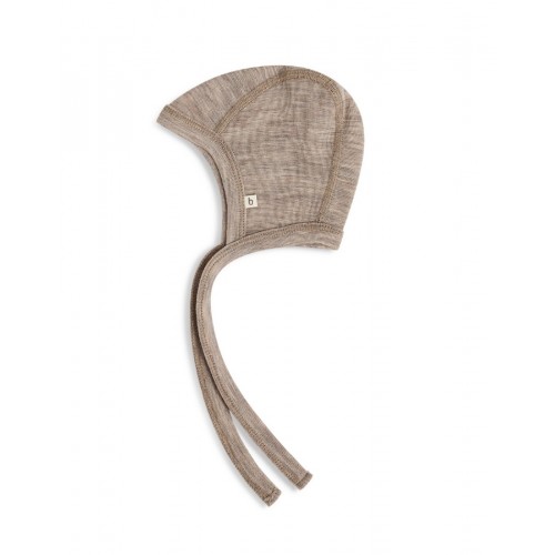 Baby Hjelm Med Snor 100 økologisk Merino Uld Tyk Kvalitet Lag Stof 62 68 Beige Melange