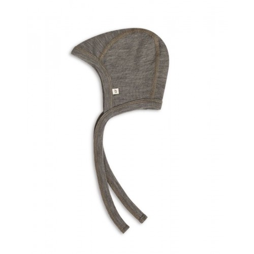Baby Hjelm Med Snor 100 økologisk Merino Uld Tyk Kvalitet Lag Stof 50 56 Light Brown Melange