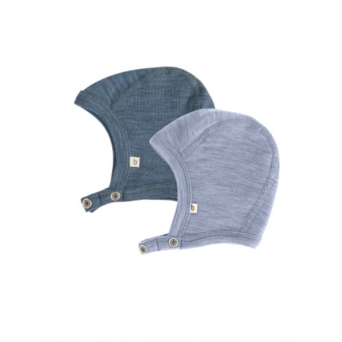 Baby Hjelm Med Trykknapper 100 økologisk Merino Uld Tyk Kvalitet Lag Stof -pak 50 56 Blue Light Blue Melange