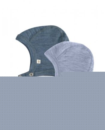 Baby Hjelm Med Trykknapper   100  økologisk Merino Uld  Tyk Kvalitet   Lag Stof   -pak 50 56 Blue Light Blue Melange