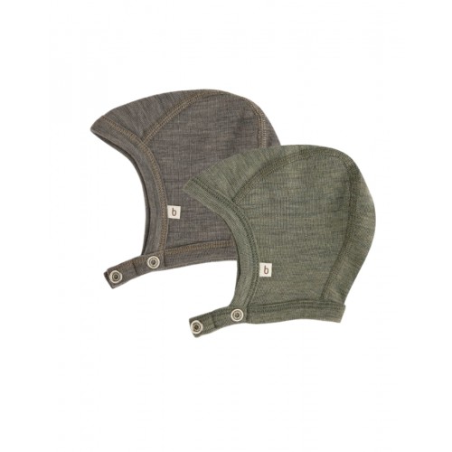 Baby Hjelm Med Trykknapper 100 økologisk Merino Uld Tyk Kvalitet Lag Stof -pak 50 56 Light Brown Moss Melange