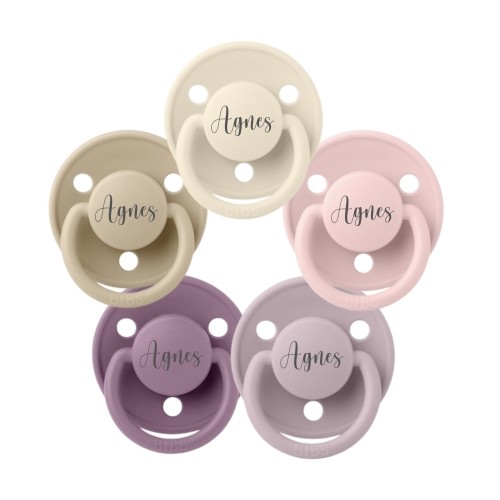 Bibs De Lux  One Size   -36 Mdr  Rund Silikone  Sutter Med Navn    -pak