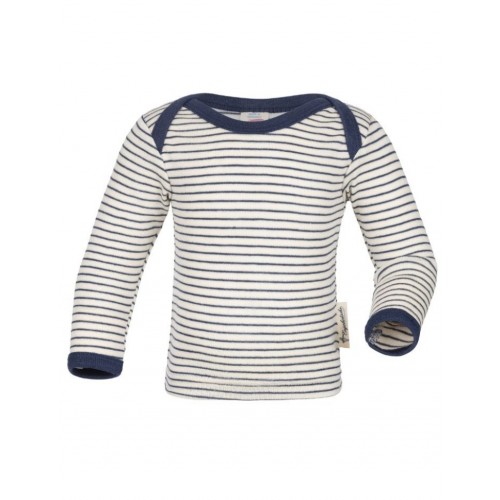 Bluse   Uld Silke 86 92 Nature Navy-blue