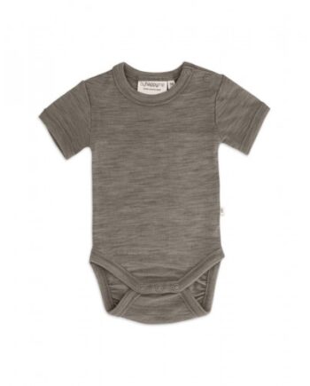Body Med Kort ærme Og Knaplukning Over Den Ene Skulder Til Baby    100  økologisk Merino Uld Light Brown Melange 56