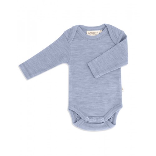 Body Med Lang ærme Og Amerikansk Lukning Til Baby   100  økologisk Merino Uld 56 Light Blue Melange