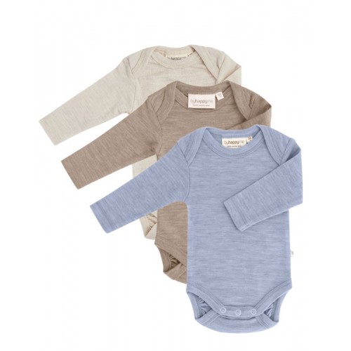 Body Med Lang ærme Og Amerikansk Lukning Til Baby   100  økologisk Merino Uld    -pak 56 Light Blue Melange