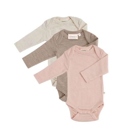 Body Med Lang ærme Og Amerikansk Lukning Til Baby   100  økologisk Merino Uld    -pak 56 Spring Rose