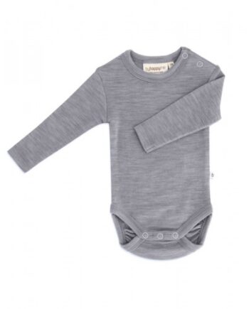 Body Med Lang ærme Og Rund Hals   100  økologisk Merino Uld Til Baby Grey Melange 56
