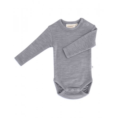 Body Med Lang ærme Og Rund Hals   100  økologisk Merino Uld Til Baby Grey Melange 56