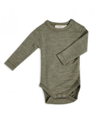 Body Med Lang ærme Og Rund Hals   100  økologisk Merino Uld Til Baby Moss Melange 56
