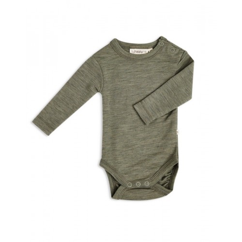 Body Med Lang ærme Og Rund Hals   100  økologisk Merino Uld Til Baby Moss Melange 56