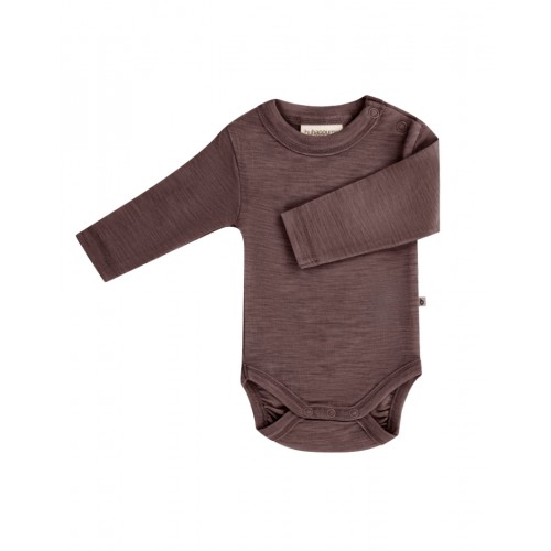 Body Med Lang ærme Og Rund Hals   100  økologisk Merino Uld Til Baby Plum Melange 56