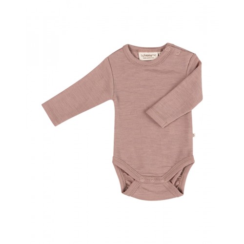 Body Med Lang ærme Og Rund Hals   100  økologisk Merino Uld Til Baby 56 Soft Rose