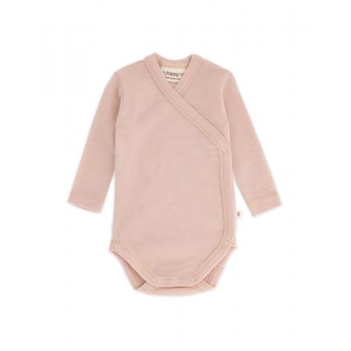Body Med Lang ærme Og Slå Om Lukning Til Baby 100 økologisk Merino Uld Rose Melange 62